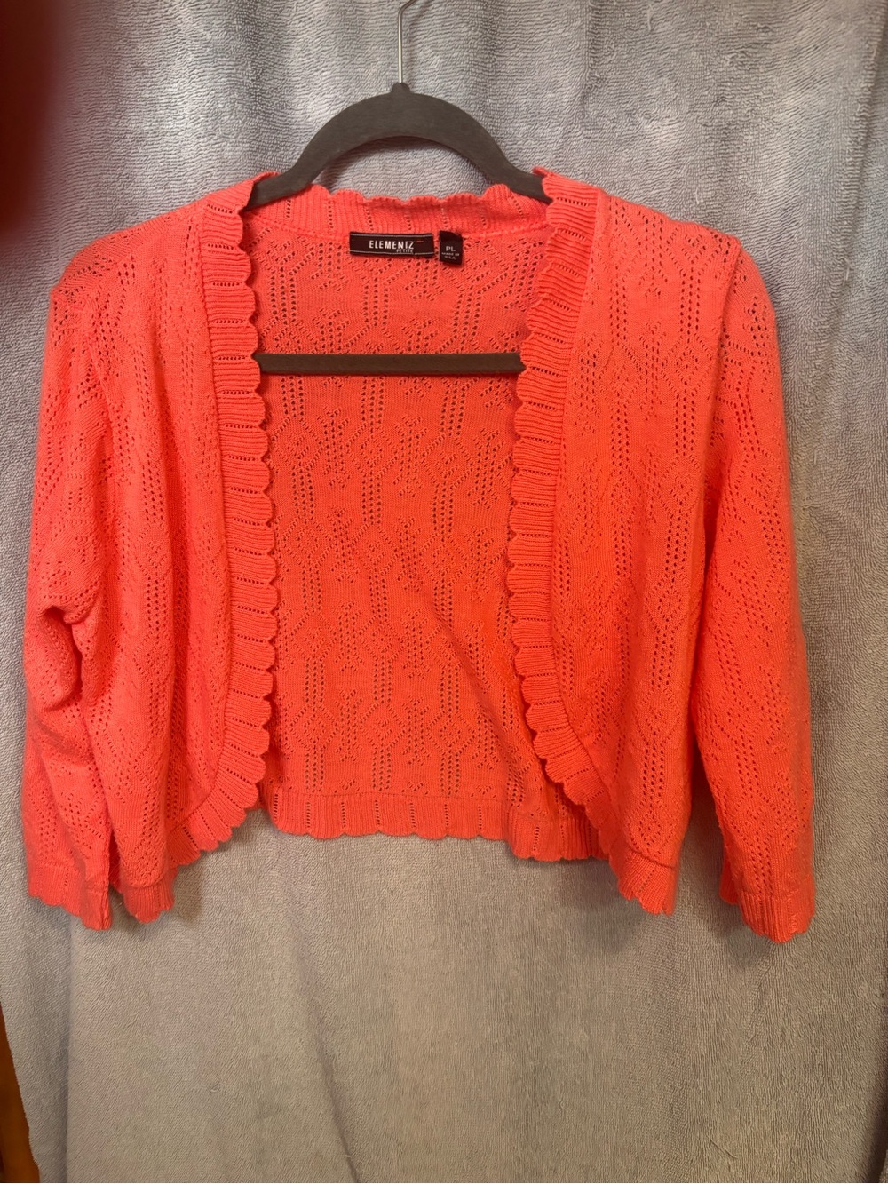 Elementz Coral Open-Front Pointelle Cropped Cardigan